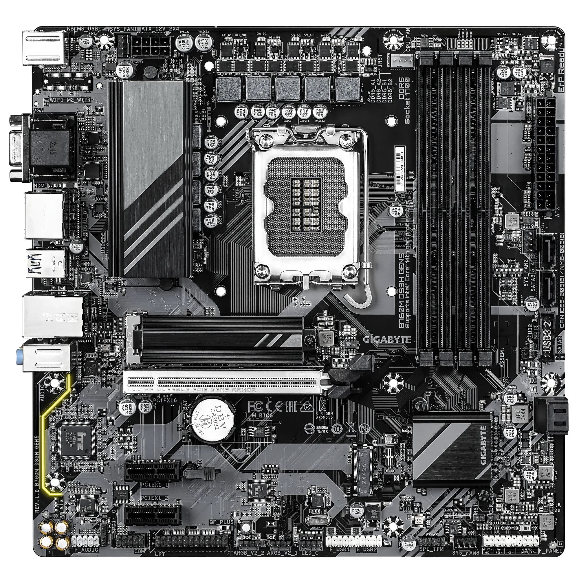MB LGA1700 GIGABYTE B760M DS3H GEN5,4xDDR5,12xUSB,4xSATAIII,mATX,PCIe16x, 2PCIe1x,VGA HDMI,DP