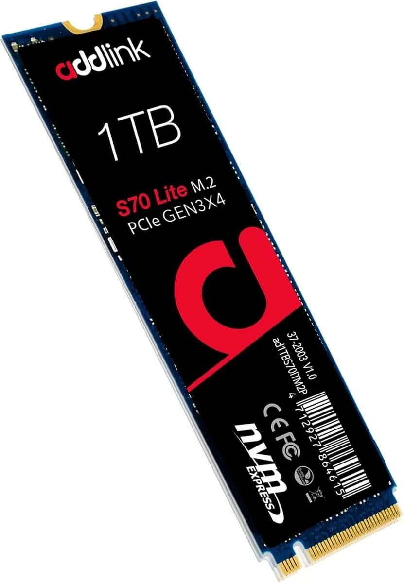 Addlink S70 Lite 1TB PCIe NVMe Gen3x4, M.2 2280, Read/Write up to 3200/2600MB/s, Made in Taiwan [ad1TBS70LTM2P]