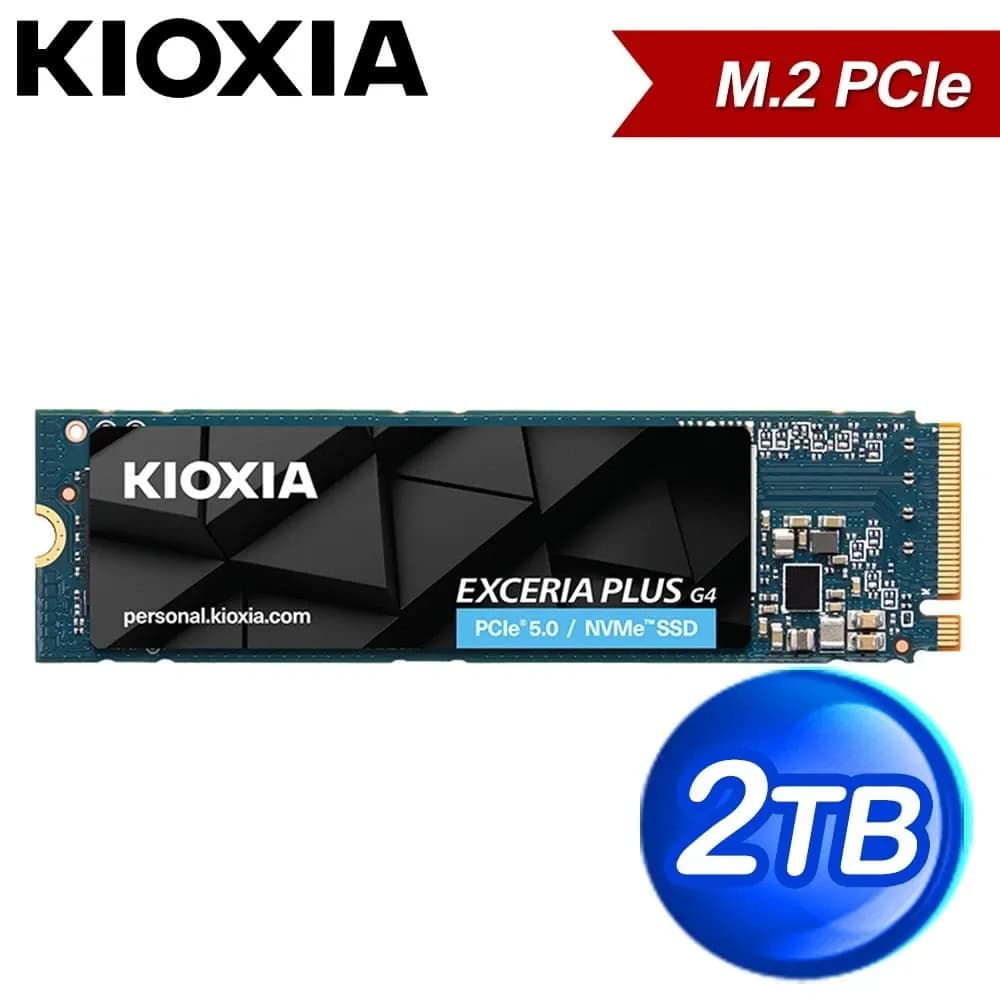 KIOXIA EXCERIA PLUS G4 2TB PCIe NVMe Gen5 x4, 128 GT/s, M.2 2280, BiCS FLASH, Read/Write up to 10.000/8.200 MB/s, Read/Write 1.300.000/1.400.000 IOPS, (Совместим с PCIe 4.0 и 3.0), [LVD10Z002TG8]