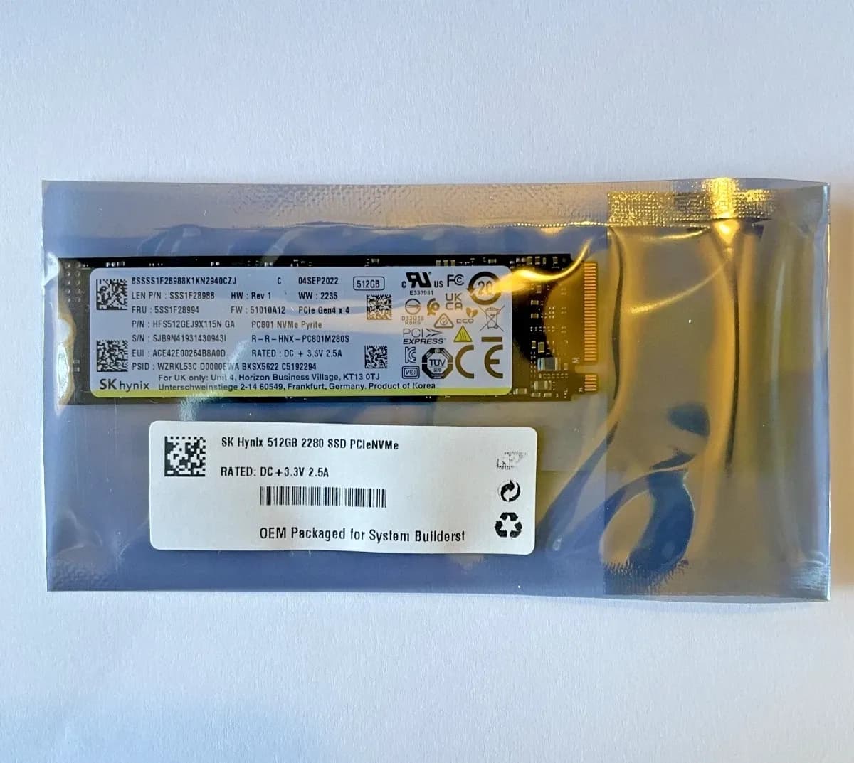 SK hynix 512GB PCIe NVMe Gen4x4
