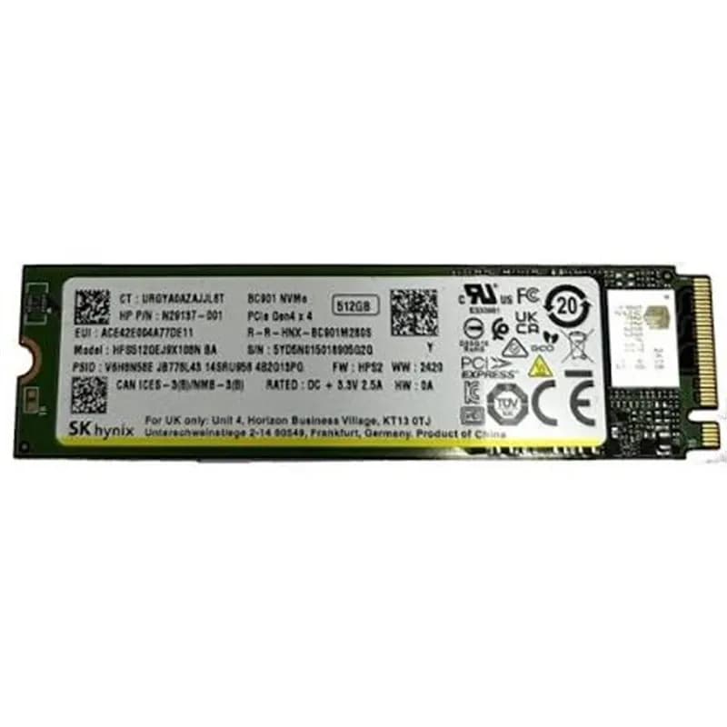 SK hynix 512GB PCIe NVMe Gen4x4, M.2 2280, Read/Write up to 4200/3200MB/s, [HFS512GEJ9X108N BA] OEM