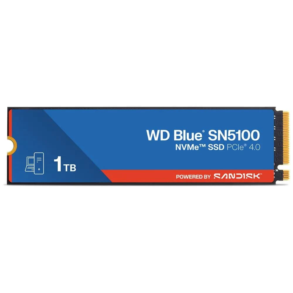 Western Digital BLUE SN5100 1TB PCIe NVMe Gen4x4 M.2 2280, RW Speed up to 7100/6700 MB/s, Expansion for PS5, Gaming Console, [WDS100T5B0E]