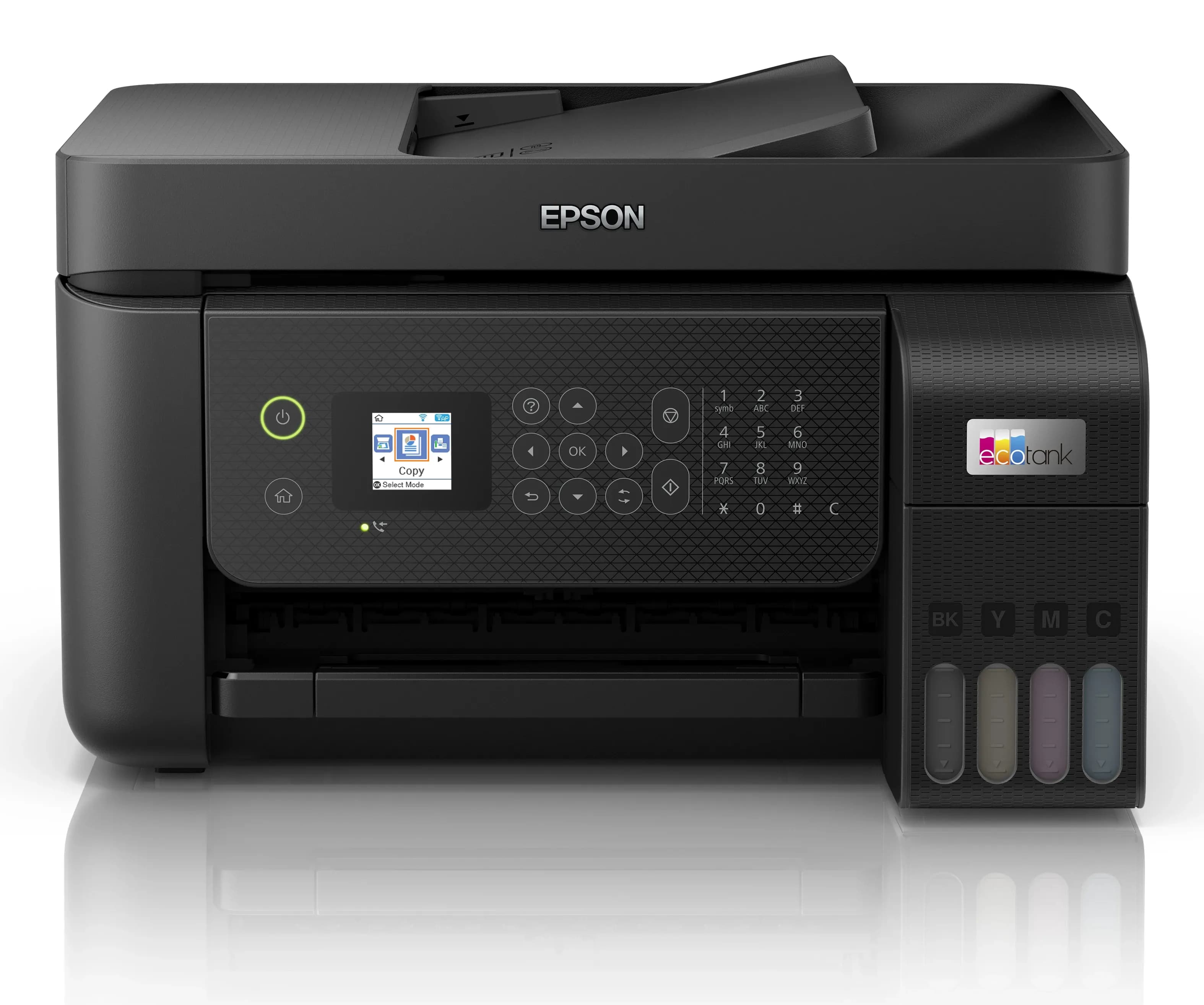 МФУ струйное Epson L5290 (A4, СНПЧ, Принтер, Копир, Сканнер, Факс, 33/15ppm, 5760x1440 dpi, 1200x2400dpi сканнер, ADF, WiFi, Ethernet, 4-х цветное, Черный)