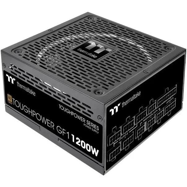 Блок питания 1200W Thermaltake, Toughpower GF, ATX, 80 PLUS®Gold, APFC,20+4 pin, 2*4+4pin,12*Sata,4*Molex,1*FDD, 2*PCI-E 6+2 pin , 1*FDD, Вентилятор 14 см, Кабель питания, Черный, Модульный [PS-TPD-1200FNFAGE-H]