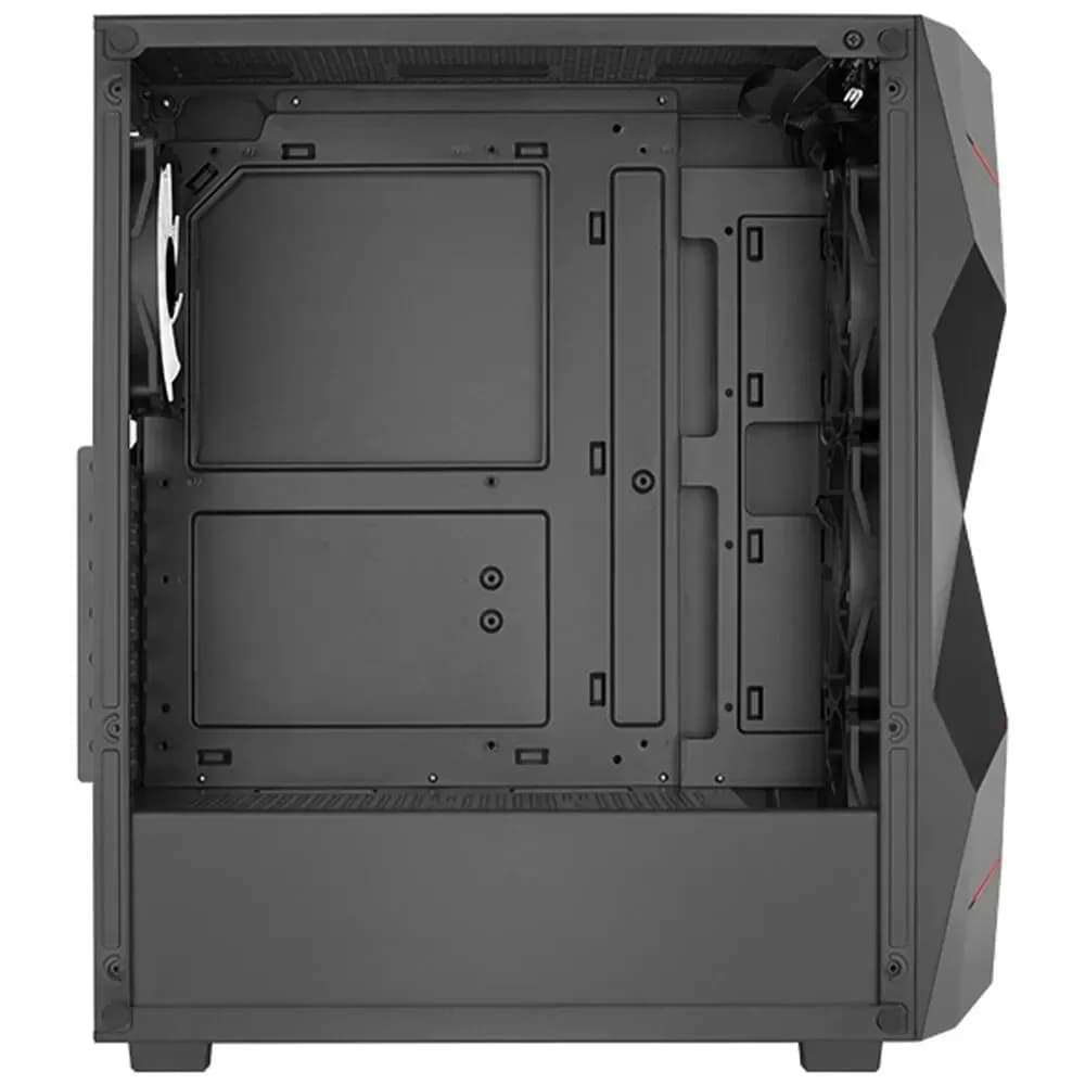 Корпус Aerocool Volcan-G-BK-v1, ATX/micro ATX/mini-ITX, USB 3.0/2*2.0, Audio+Mic, установлены 4xRGBх12см кулера, Выс .проц.кул. до 158мм,Дл VGA до 345мм (без пер.кул),2*3.5"/4*2.5",Толщ 0,5мм, 200x448.5x405мм, Без Б/П,Черный