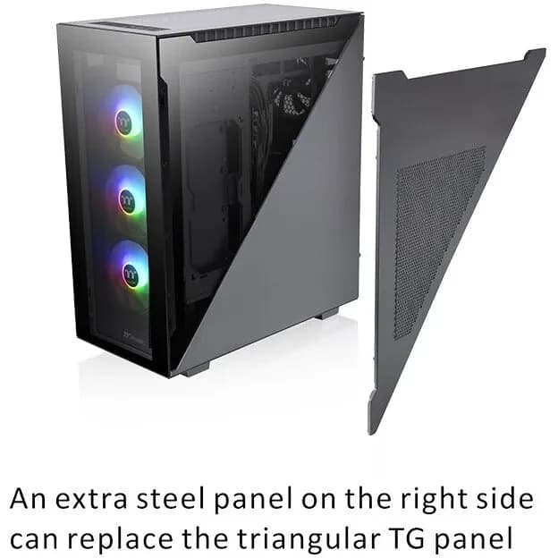 Корпус Thermaltake Divider 500 TG ARGB/Black CA-1T4-00M1WN-01, 3mm Tempered Glass x 4, ATX/Micro ATX/Mini ITX USB2x3.0+1xTypeC, HD-Audio, Высота CPU куллера до 170мм, VGA до 390мм, 530x230x466мм, Без Б/П, Черный