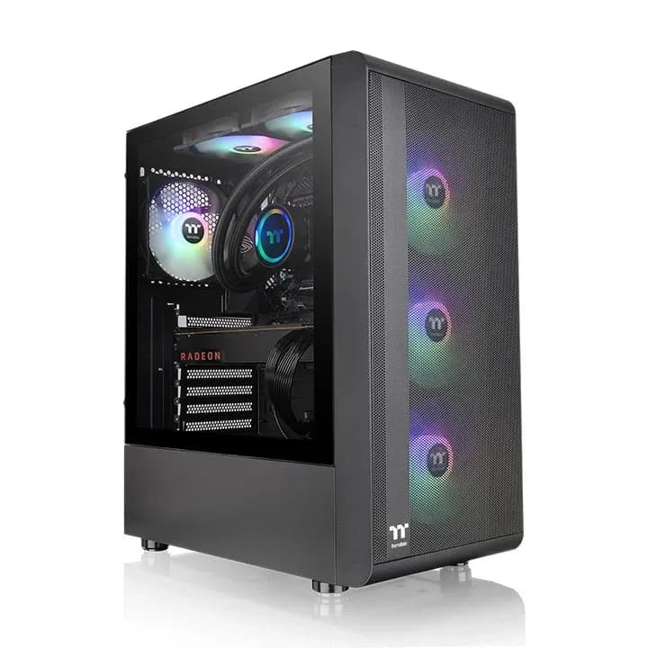 Корпус Thermaltake S200 TG ARGB/Black CA-1X2-00M1WN-00, 3mm Tempered Glass x 1, ATX/Micro ATX/Mini ITX USB2x3.0+1xTypeC, HD-Audio, Высота CPU куллера до 166мм, VGA до 330мм, 460x210x395.3мм, Без Б/П, Черный