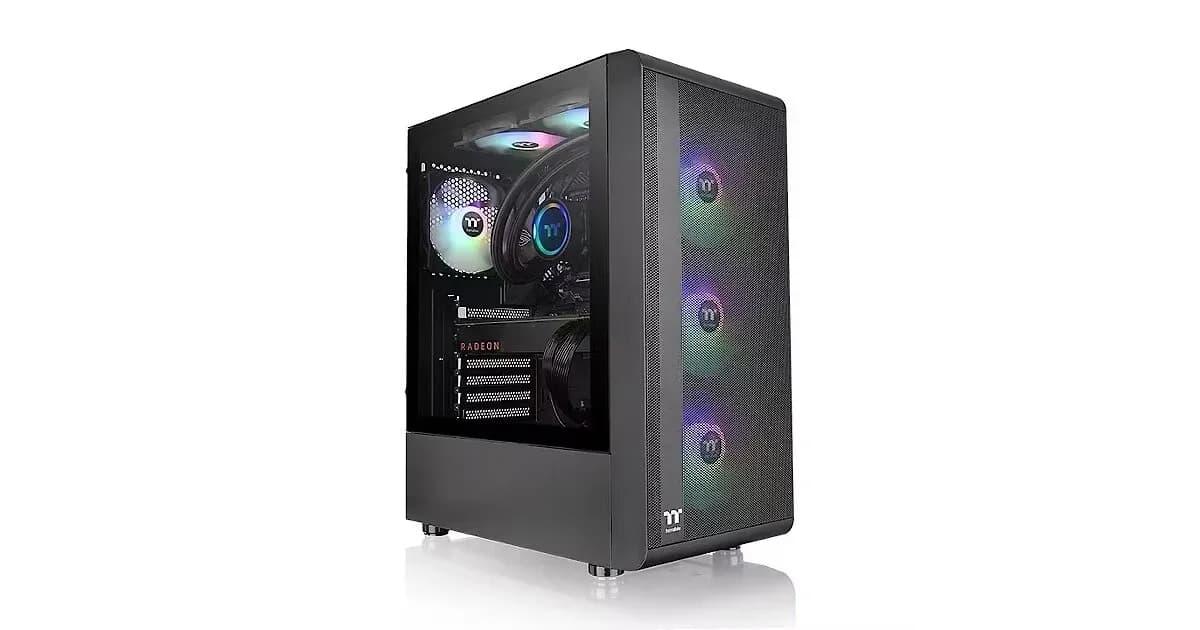 Корпус Thermaltake S200 TG ARGB/Black CA-1X2-00M1WN-00, 3mm Tempered Glass x 1, ATX/Micro ATX/Mini ITX USB2x3.0+1xTypeC, HD-Audio, Высота CPU куллера до 166мм, VGA до 330мм, 460x210x395.3мм, Без Б/П, Черный
