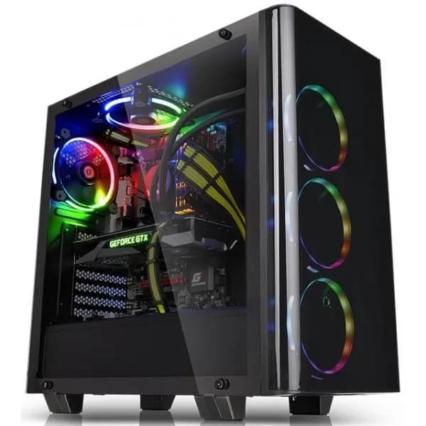 Корпус Thermaltake View 21 TG, CA-1I3-00M1WN-00, ATX/Micro ATX/Mini-ITX, USB 2x3.0, Куллер1x120 мм (з/п), Высота CPU куллера до 160 мм, VGA до 410 мм, 2x3.5"/2x2.5", 471x224x492, Без Б/П, Черный