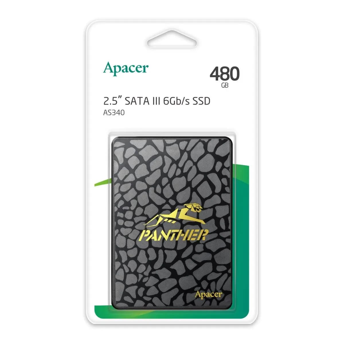 Твердотельный накопитель SSD 480GB Apacer AS340 Panther, SATAIII, Read/Write up 550/520MB/s [AP480GAS340G-1]