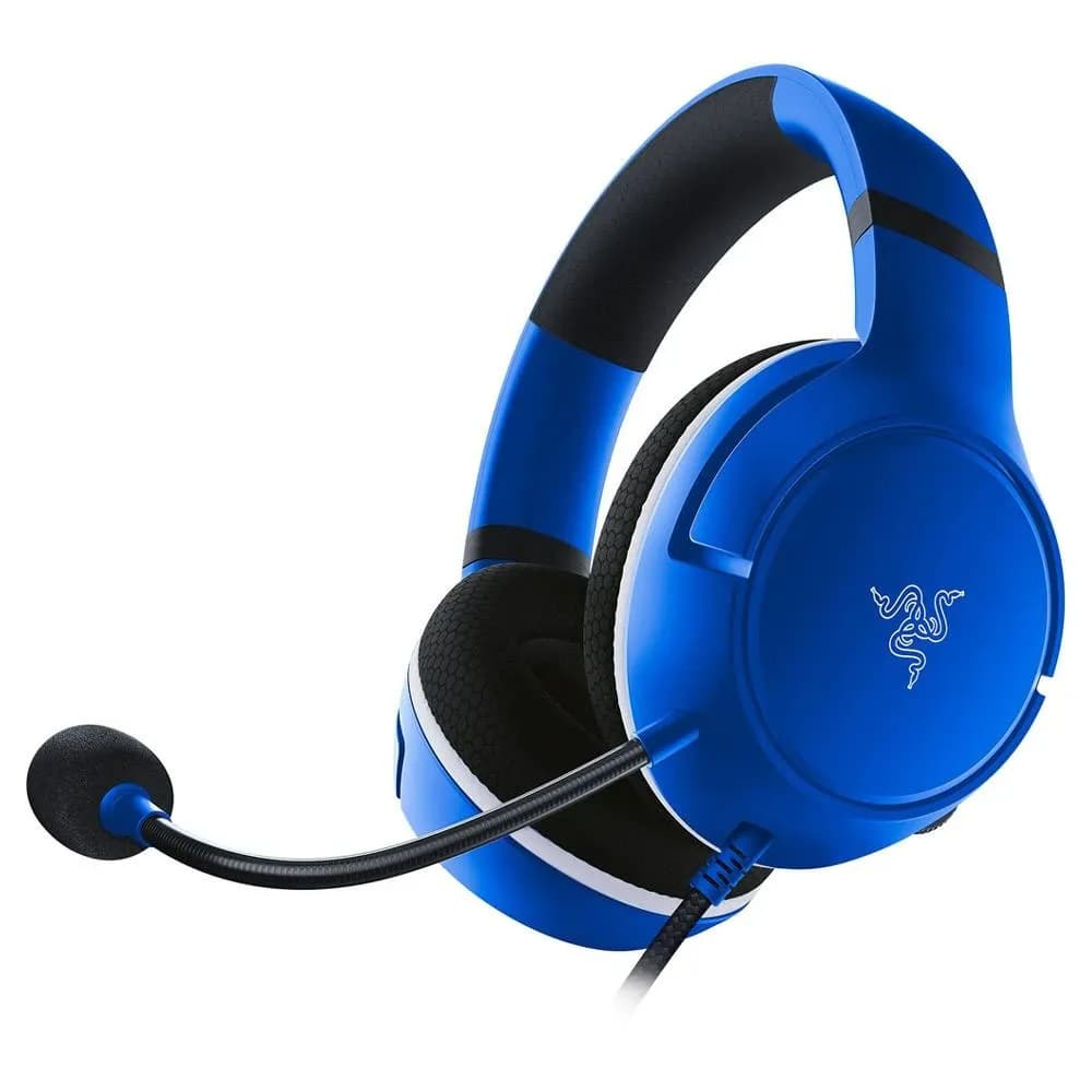 Наушники с микрофоном Razer Kaira X for PC игр. гарнитура, микрофон поворотный гибкий, динам.50 мм, излуч. Razer TriForce диам. 50 мм для выс. Кач. звука, 20 Гц – 20 кГц , Чувст. микр. при 1 кГц: -42±3 дБ, 3,5 мм (mini jack), Синий [ RZ04-03970400-R3M1]
