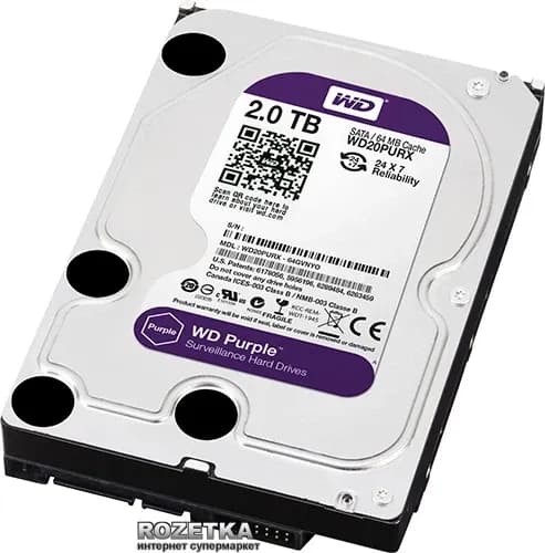 WD 2TB 5400rpm 64MB WD20PURX PURPLE SURVEILLANCE SATA3