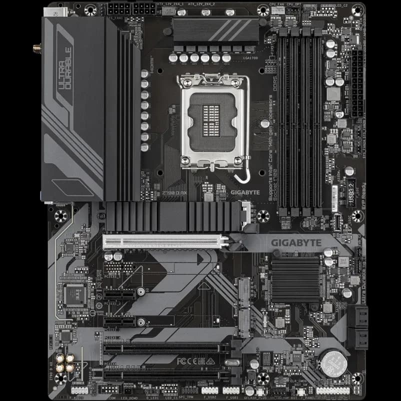 Матплата Gigabyte Z790 D AX, LGA1700, Intel Z790, 4xDDR5 PC60800, 3xPCI-E 3.0x16, 2xPCI-E 3.0x1, Sound8Ch, GLAN, 4SATA+3M.2, RAID, ATX, 9USB3.2+6USB2.0, HDMI, DP, WiFi, Bluetooth - T