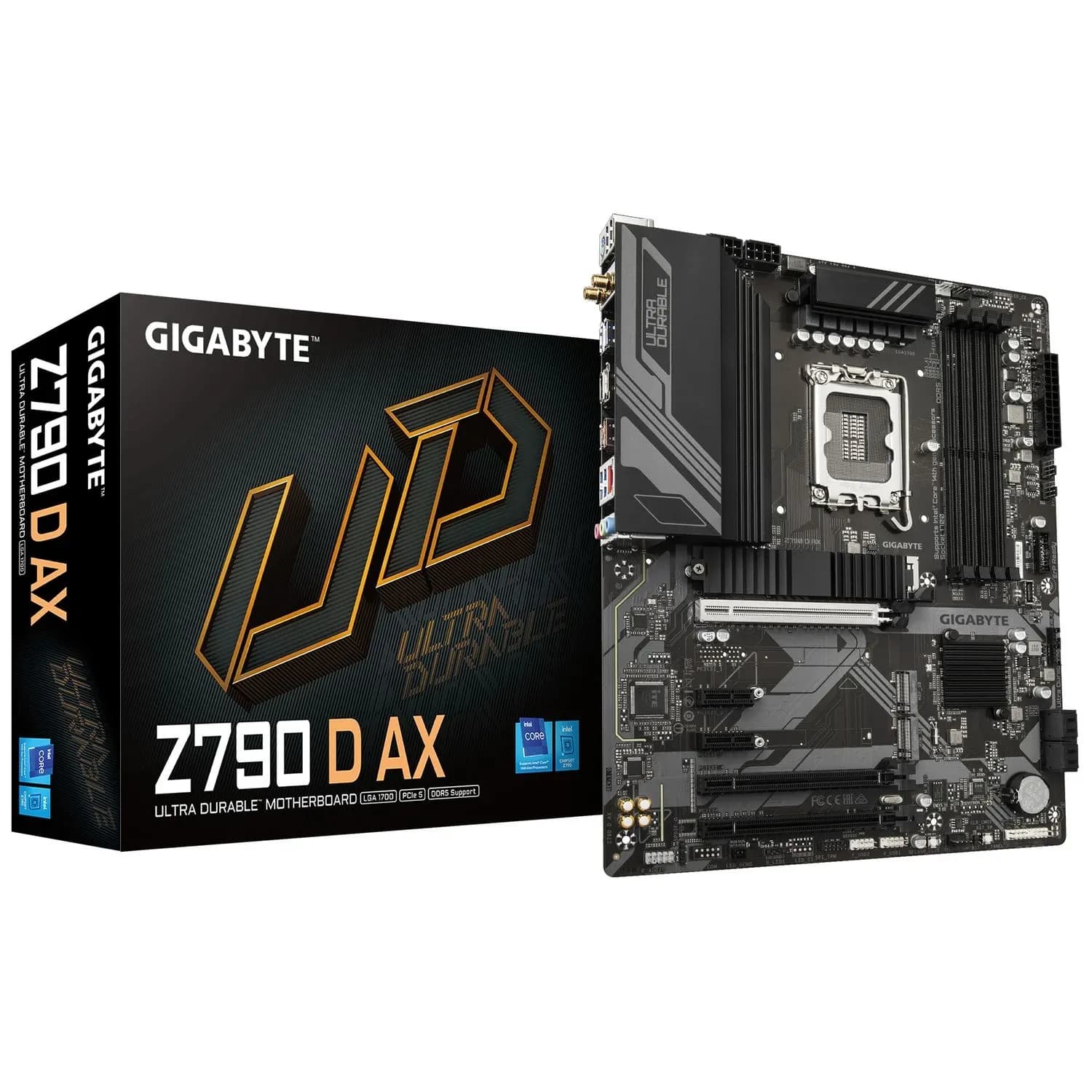 Матплата Gigabyte Z790 D AX, LGA1700, Intel Z790, 4xDDR5 PC60800, 3xPCI-E 3.0x16, 2xPCI-E 3.0x1, Sound8Ch, GLAN, 4SATA+3M.2, RAID, ATX, 9USB3.2+6USB2.0, HDMI, DP, WiFi, Bluetooth - T