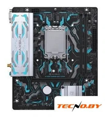 Матплата MAXSUN B760M GAMING WIFI GANK V2, LGA1700, Intel B760, 2xDDR5 PC44800, 1xPCI-E 4.0x16, 1xPCI-E 1.0x1, Sound8Ch, GLAN, 3SATA+M.2, RAID, mATX, 4USB3.2+6USB2.0, VGA, HDMI, WiFi