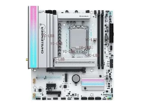 Матплата MAXSUN MS-Challenger Z890M WIFI ICE, LGA1851, Intel B890, 2xDDR5 PC57600(oc), 1xPCI-E 5.0x16, 1xPCI-E 4.0x4, 1xPCI-E 3.0x1, Sound8Ch, GLAN, 3SATA+2M.2, RAID, mATX, 1USB10G USB-C, 6USB5G+4USB2.0, HDMI, DP, WiFi