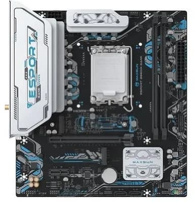 Матплата MAXSUN MS-eSport B860M GANK WIFI, LGA1851, Intel B860, 2xDDR5, 1xPCI-E 5.0x16, 1xPCI-E 1.0x1, Sound8Ch, GLAN, 2SATA+2M.2, RAID, mATX, 5USB3.2+3USB2.0, HDMI, DP, WiFi