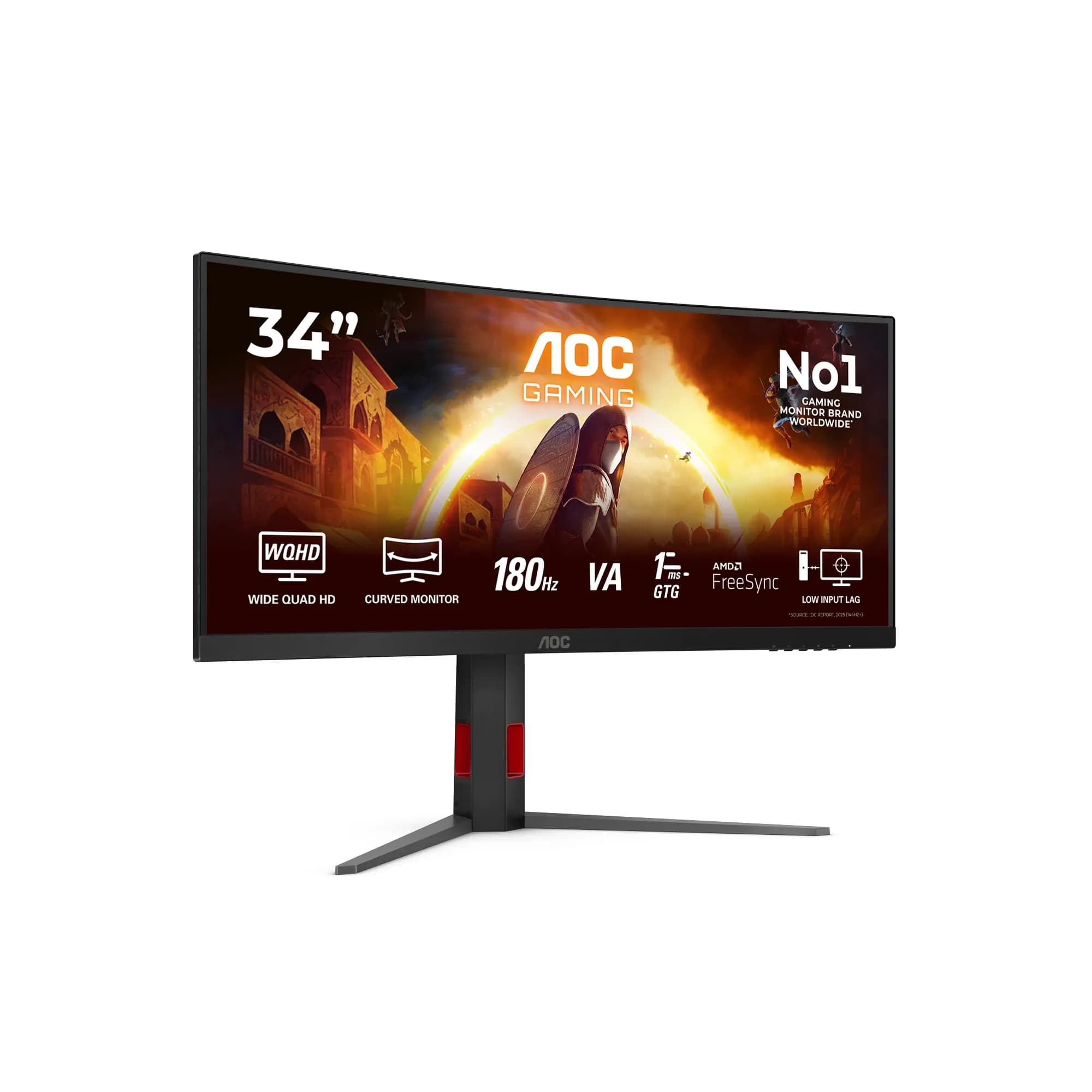 Монитор LCD 34" AOC CU34G4, Fast VA, Black, Curved, 3440x1440, 80M:1, 300cd/m2, 180Hz, 178/178, 0.5ms, 2xHDMI, DP, Выход на наушники