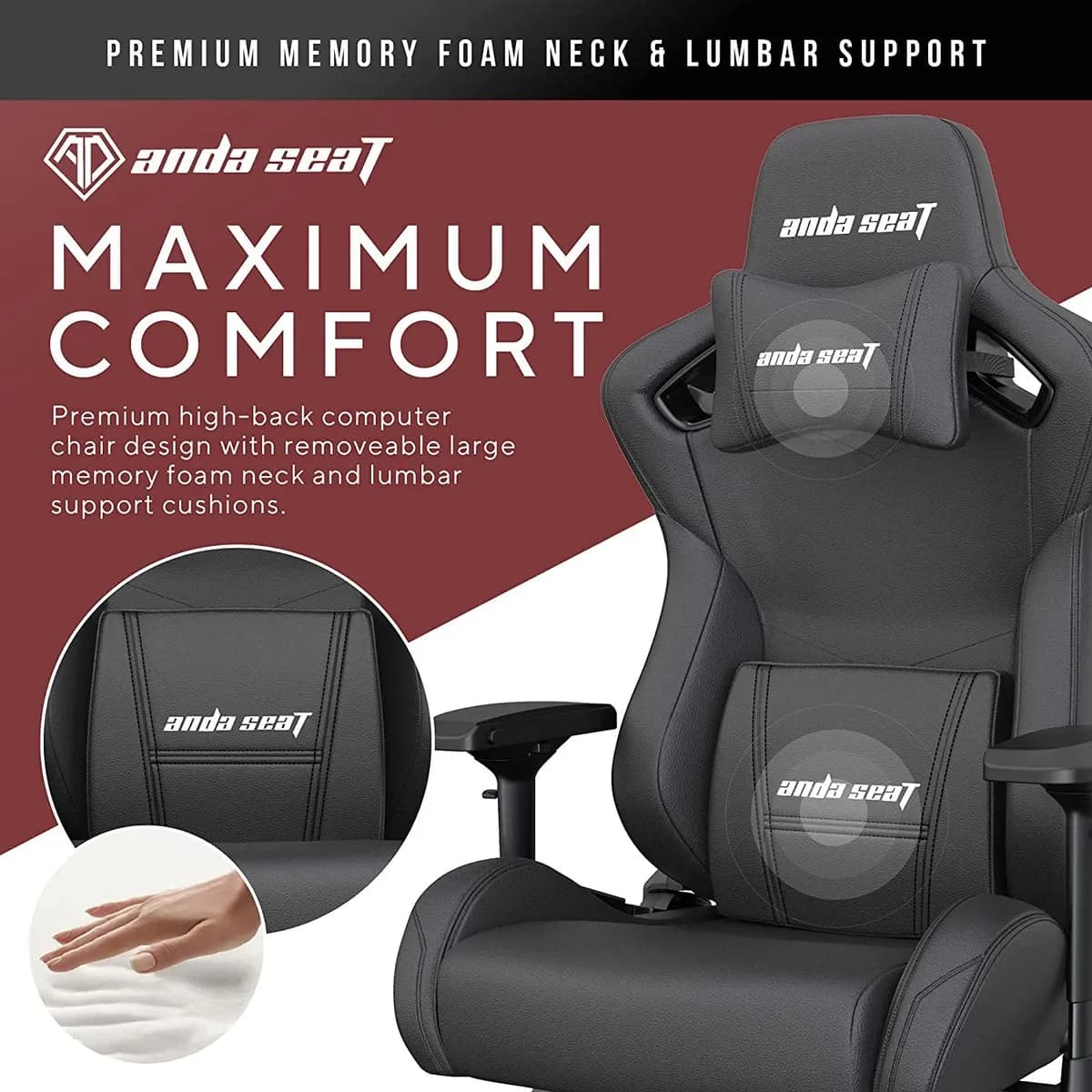 Gaming Chair AD12XL-07-B-PV-B01 AndaSeat Kaiser 2 XL BLACK 4D Armrest 65mm wheels PVC Leather