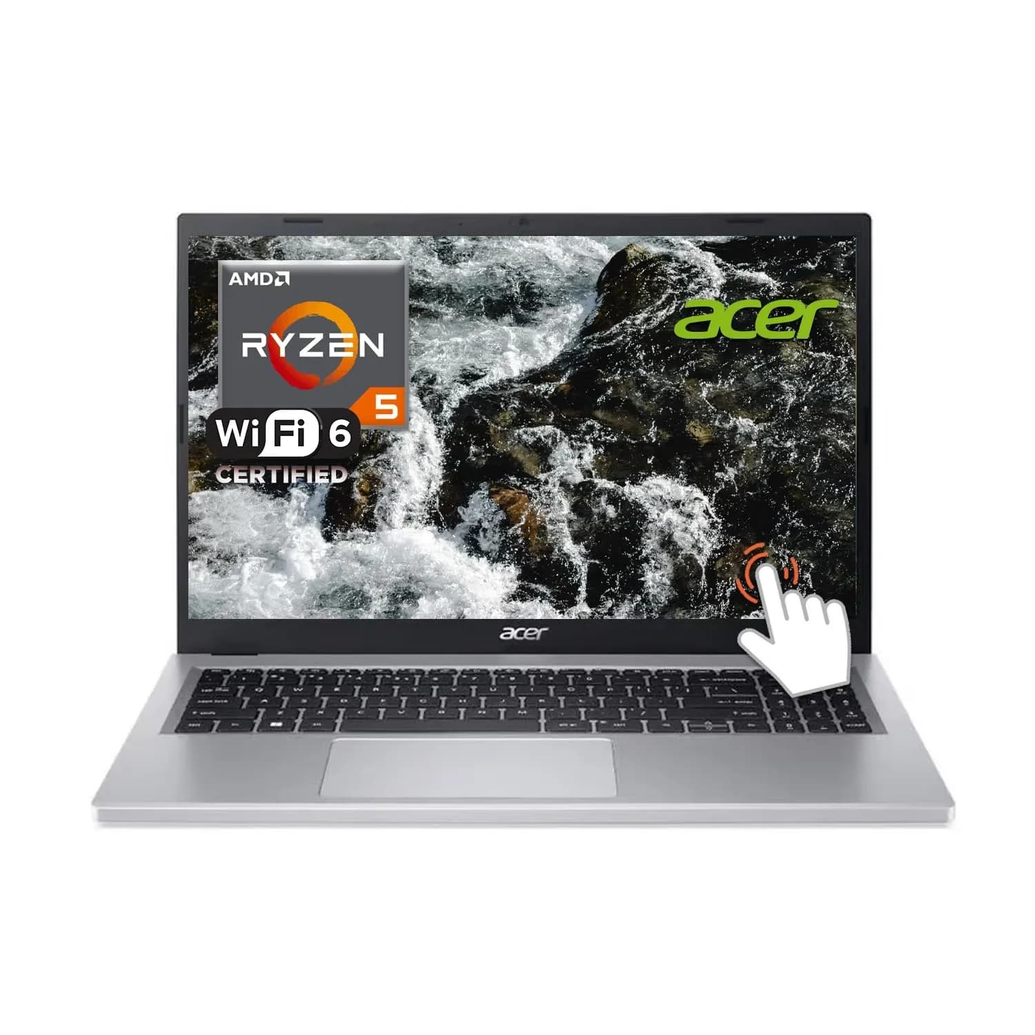 Ноутбук Acer Aspire Go AG15-21PT-R5GQ, AMD Ryzen 5 7520U (up to 4.3Ghz), 8GB DDR5, 512GB SSD m2 NVMe, 15.3" FHD Touch IPS, AMD RadeonTM 610M, Type-C HDMI WF BT WIN11H, ENG-RUS, серебро [NX.JJJAA.004]