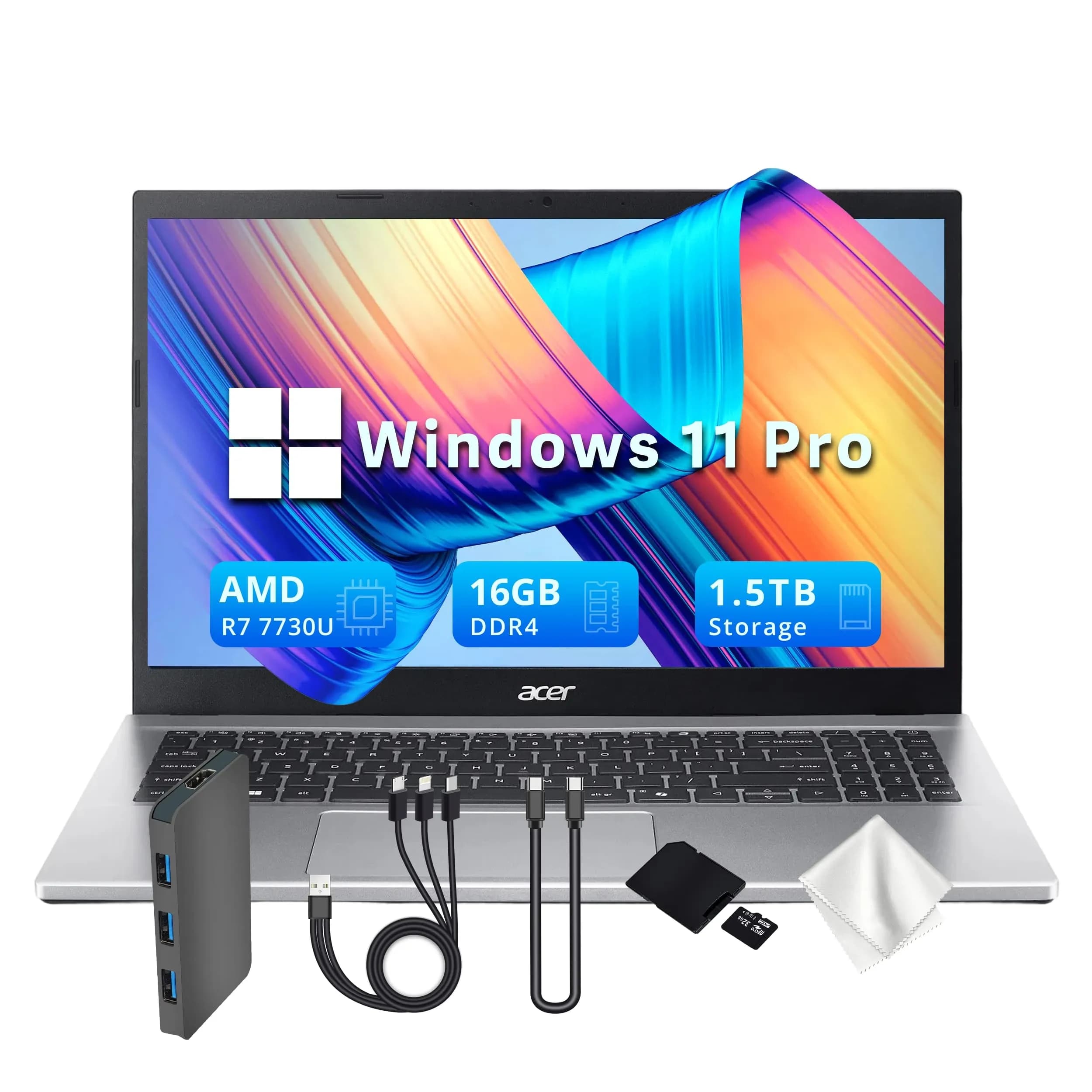 Ноутбук Acer Aspire Go AG15-21PT-R5GQ, AMD Ryzen 5 7520U (up to 4.3Ghz), 8GB DDR5, 512GB SSD m2 NVMe, 15.3" FHD Touch IPS, AMD RadeonTM 610M, Type-C HDMI WF BT WIN11H, ENG-RUS, серебро [NX.JJJAA.004]
