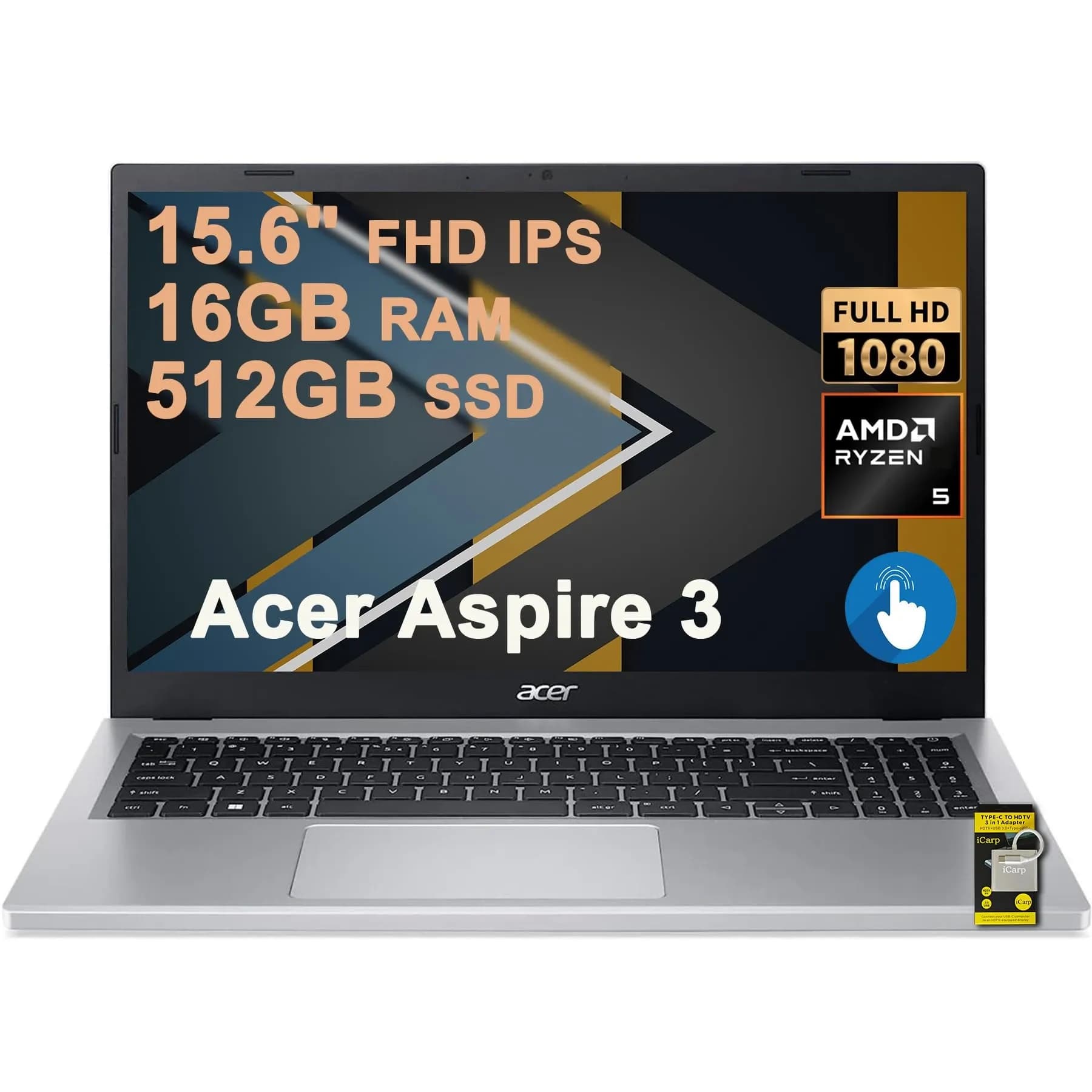 Ноутбук Acer Aspire Go 15 AG15-21PT-R5GQ (AMD Ryzen 5 7520U/8GB/512GB SSD/15.6" FHD Touch/Windows 11)