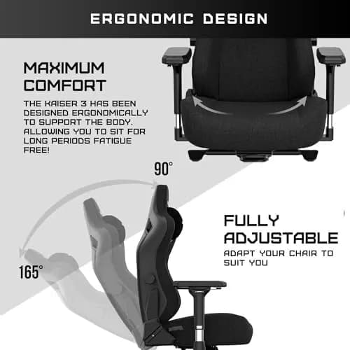 Gaming Chair AD12YDC-L-01-B-CF AndaSeat Kaiser 3 L BLACK 4D Armrest 65mm wheels Fabric