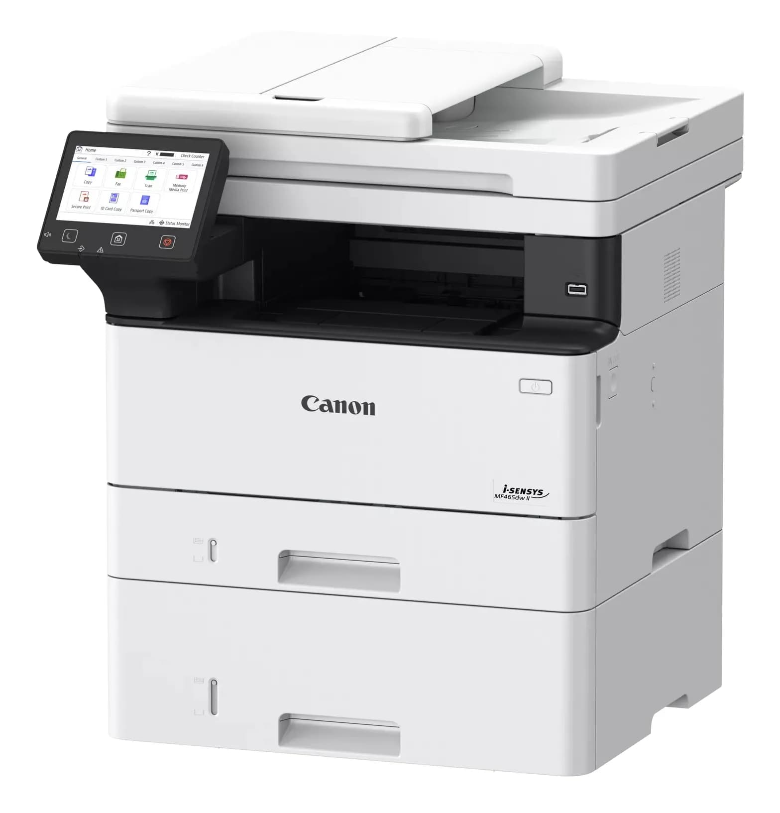МФУ Canon i-SENSYS MF465DW II лазерное, монохромное, A4, 40 стр./мин., подача 350 листов, двусторонний автоподатчик документов, сенсорный дисплей 5", 1.2 ГГц CPU, 1 ГБ RAM, USB 2.0, Ethernet 10/100/1000, Wi-Fi [ 7188C007AA] КЗ