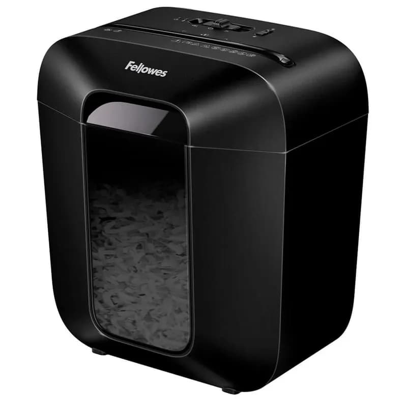 Шредер Fellowes LX25 Уровень секретности P-4, Фрагмент 4х37 мм, Подача 6 лист, Емкость корзины 11.5 л, Уничтожение скоб, скрепок, пл. карт, Черный