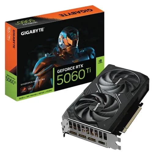 Видеокарта RTX 5060Ti Gigabyte GeForce RTXTM 5060 Ti WINDFORCE MAX OC 16GB GDDR7, Engine clock 2587MHz, Memory clock 28000MHz, 128Bit, 3xDP, HDMI [GV-N506TWF2MAX OC-16GD]
